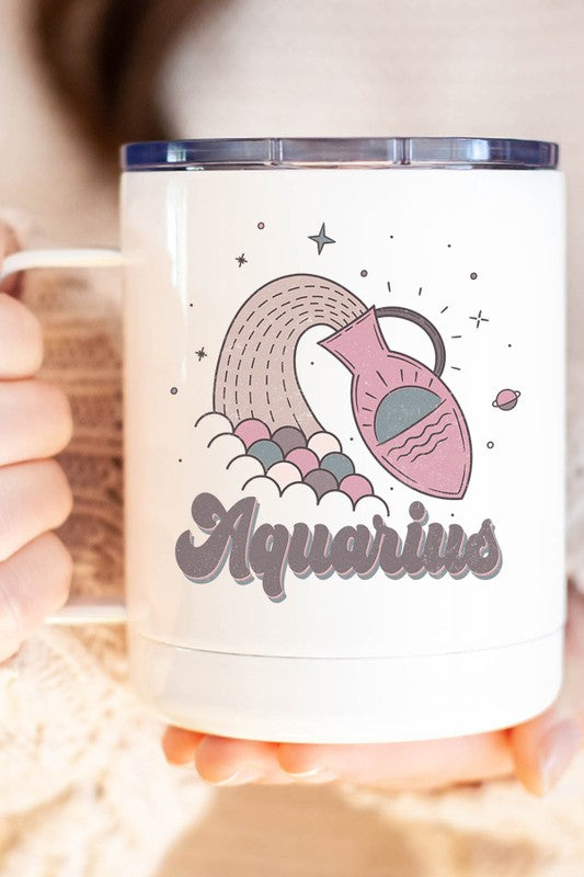 Aquarius Astrological Sign Coffee Travel Cup