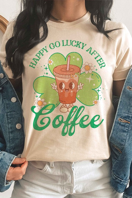 HAPPY GO LUCKY AFTER COFFEE Graphic T-Shirt